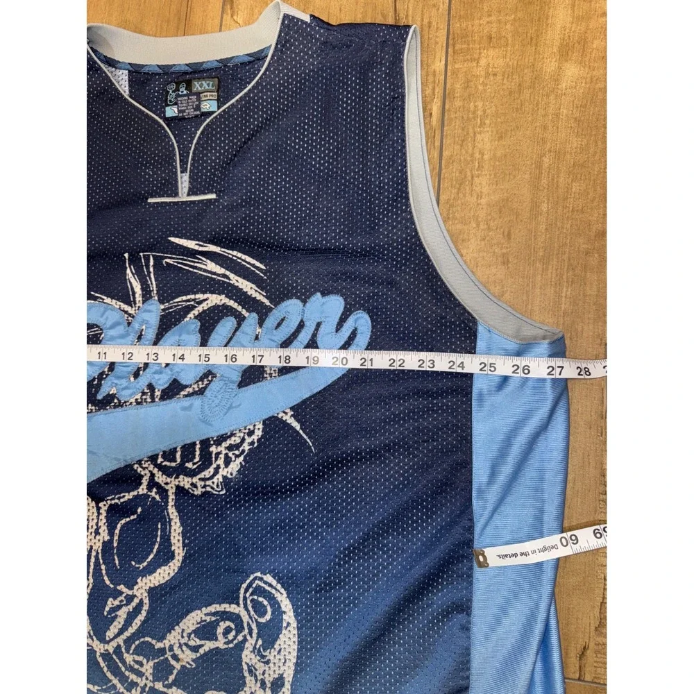 Player All Star Pro‎ Basketball Jersey Men's XXL Blue Gradient Zip Front